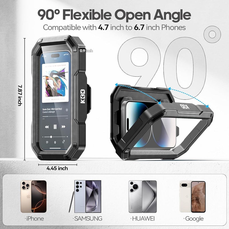 KDD Shower Phone Holder Waterproof - 360° Rotation Detachable Phone Case, Fully Enclosed High Touch Sensitive Design Wall Phone Mount Stand, Bathroom Mirror Bathtub Accessories for 4-6.7” Cellphones - Image 5